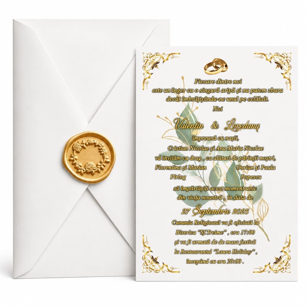 INC006 Invitatie Nunta, A5, Alb, INC006 - imagine 1