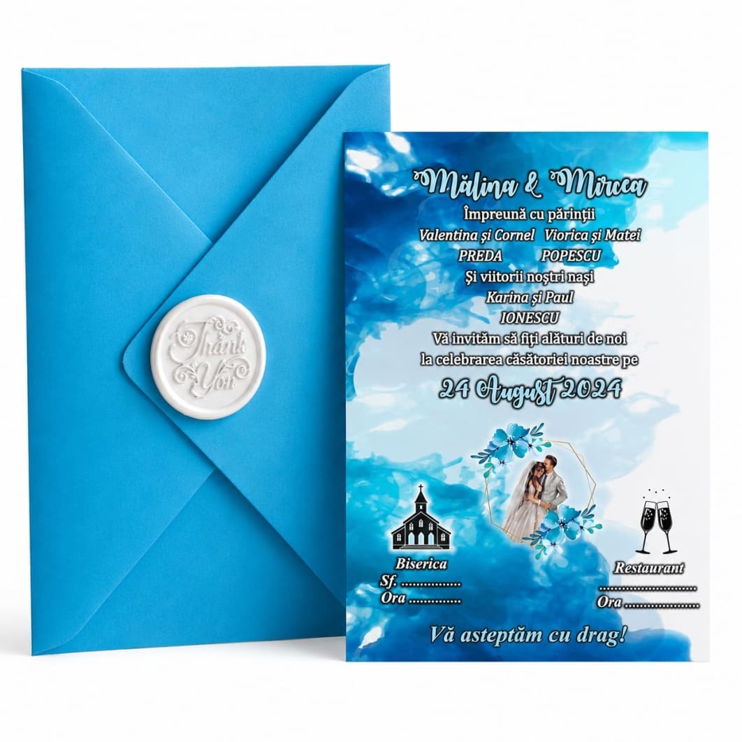 INC012 Invitatie Nunta, A5, Albastru, INC012 - imagine 1