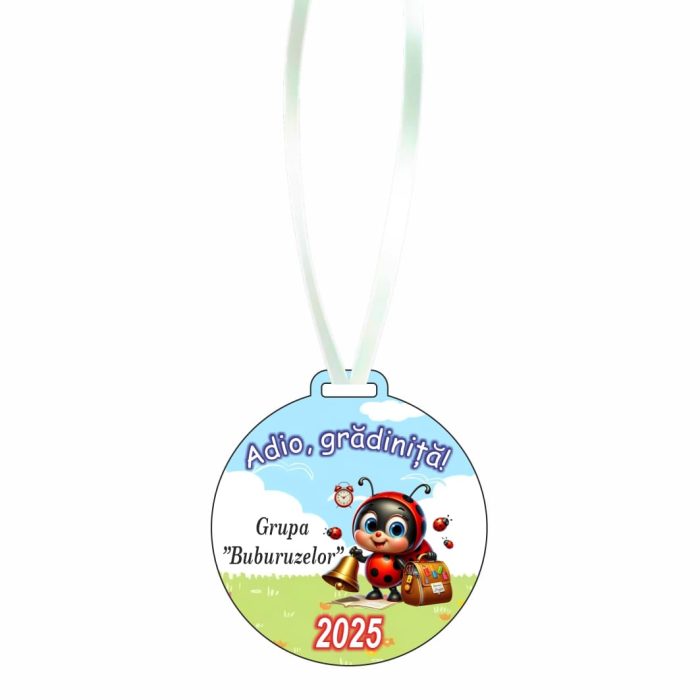 Medalie Personalizata, Gradinita, Lemn, Multicolor, 6x6,5cm, MDUV002 - imagine 1