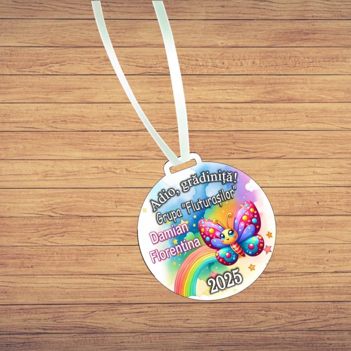 Medalie Personalizata, Gradinita, Lemn, Multicolor, 6x6,5cm, MDUV010 - imagine 3
