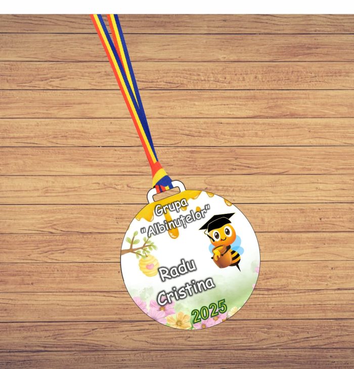 Medalie Personalizata, Gradinita, Lemn, Multicolor, 6x6,5cm, MDUV013 - imagine 3