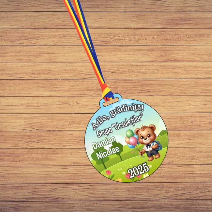 Medalie Personalizata, Gradinita, Lemn, Multicolor, 6x6,5cm, MDUV021 - imagine 3