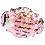 Pancarta Bine Ati Venit la Mireasa, Nunta, Roz, 40x31cm, PBUV037 - imagine 4