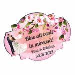 Pancarta Bine Ati Venit la Mireasa, Nunta, Roz, 40x31cm, PBUV037 - imagine 3
