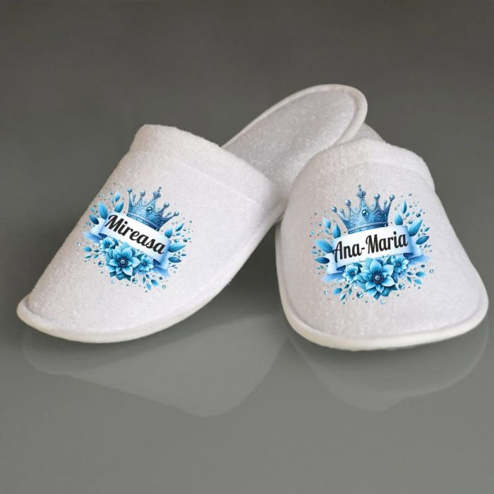 Set Papuci, Mireasa, Personalizat, Albastru, Nunta, PMN002 - imagine 4