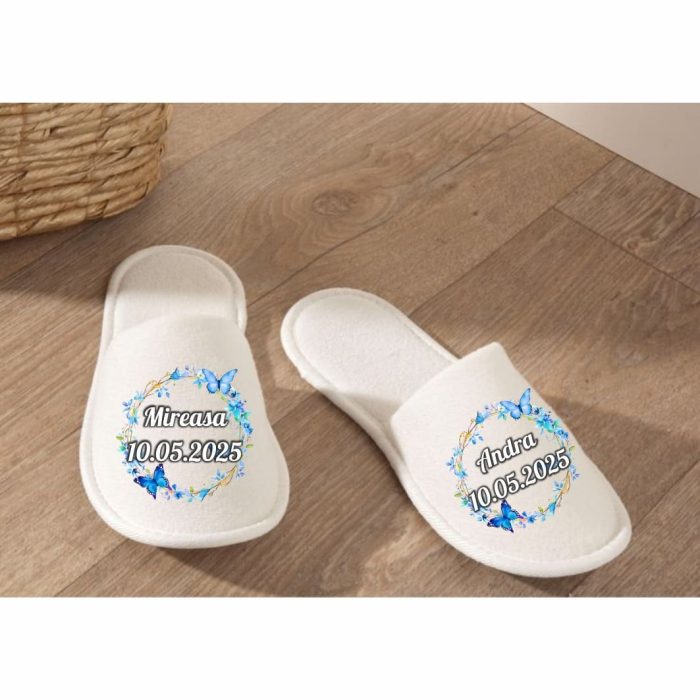 Set Papuci, Mireasa, Personalizat, Albastru, Nunta, PMN003 - imagine 2