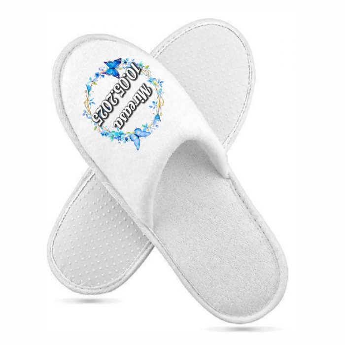 Set Papuci, Mireasa, Personalizat, Albastru, Nunta, PMN003 - imagine 3