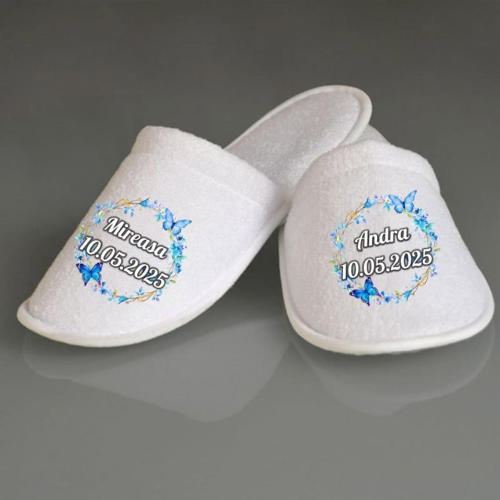 Set Papuci, Mireasa, Personalizat, Albastru, Nunta, PMN003 - imagine 4