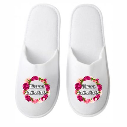 Set Papuci, Mireasa, Personalizat, Roz, Nunta, PMN004