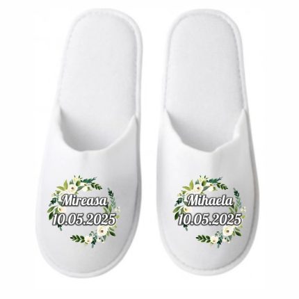 Set Papuci, Mireasa, Personalizat, Verde, Nunta, PMN010