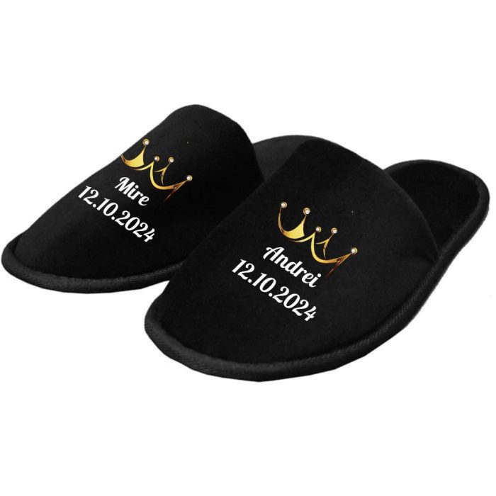 Set Papuci, Mire, Personalizat, Auriu, Nunta, PMN011 - imagine 2