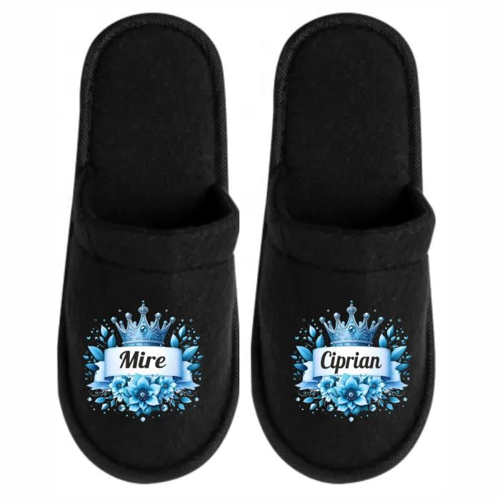 Set Papuci, Mire, Personalizat, Albastru, Nunta, PMN012 - imagine 1