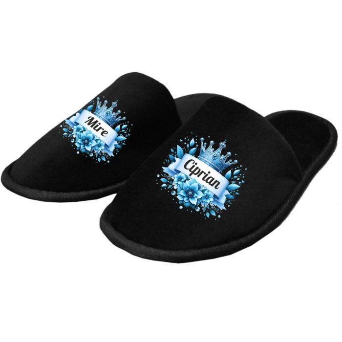 Set Papuci, Mire, Personalizat, Albastru, Nunta, PMN012 - imagine 2