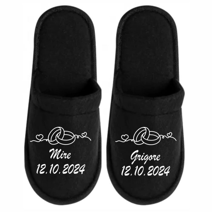Set Papuci, Mire, Personalizat, Alb, Nunta, PMN013 - imagine 1