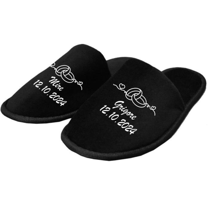 Set Papuci, Mire, Personalizat, Alb, Nunta, PMN013 - imagine 2