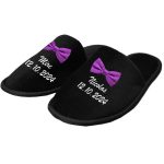 Set Papuci, Mire, Personalizat, Mov, Nunta, PMN016 - imagine 2