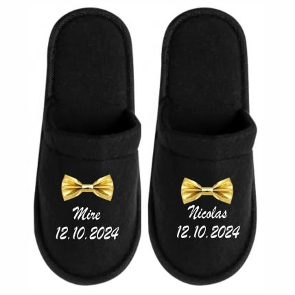 Set Papuci, Mire, Personalizat, Auriu, Nunta, PMN017