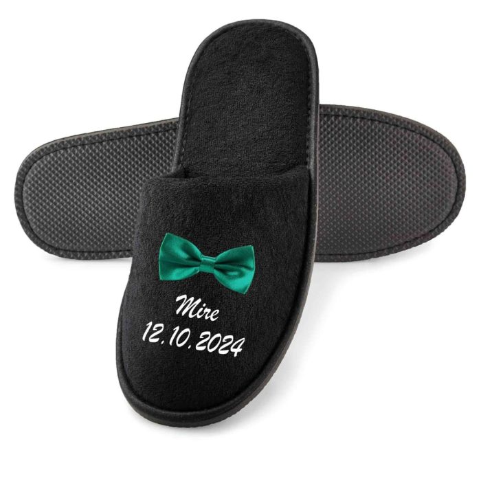 Set Papuci, Mire, Personalizat, Verde, Nunta, PMN018 - imagine 4
