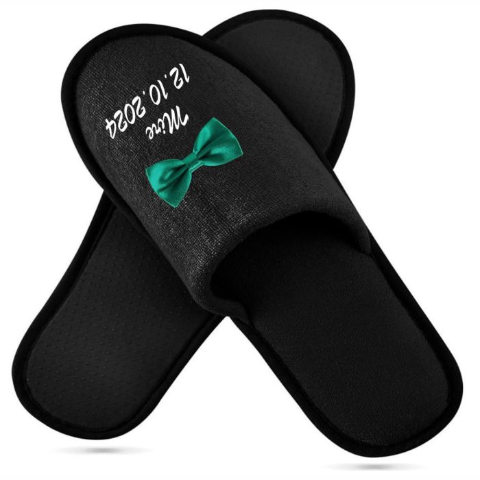 Set Papuci, Mire, Personalizat, Verde, Nunta, PMN018 - imagine 3