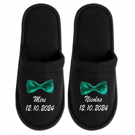 Set Papuci, Mire, Personalizat, Verde, Nunta, PMN018