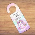 Placuta Usa, Personalizata, Botez, Unicorn, 15x6cm, PUBSHH012 - imagine 2