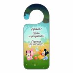 Placuta Usa, Personalizata, Botez, Winnie cu Mickey, 15x6cm, PUBSHH022