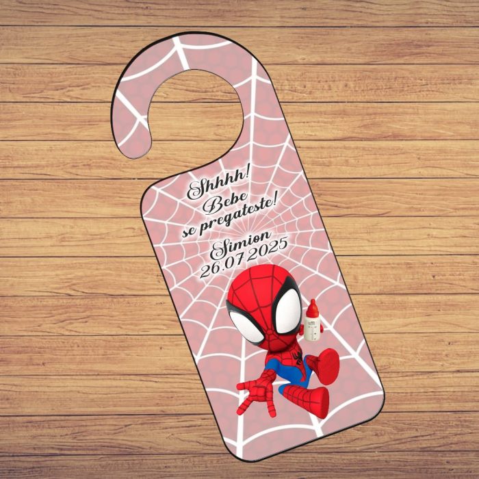 Placuta Usa, Personalizata, Botez, Spider-Man, 15x6cm, PUBSHH035 - imagine 2