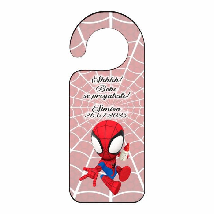 Placuta Usa, Personalizata, Botez, Spider-Man, 15x6cm, PUBSHH035 - imagine 1