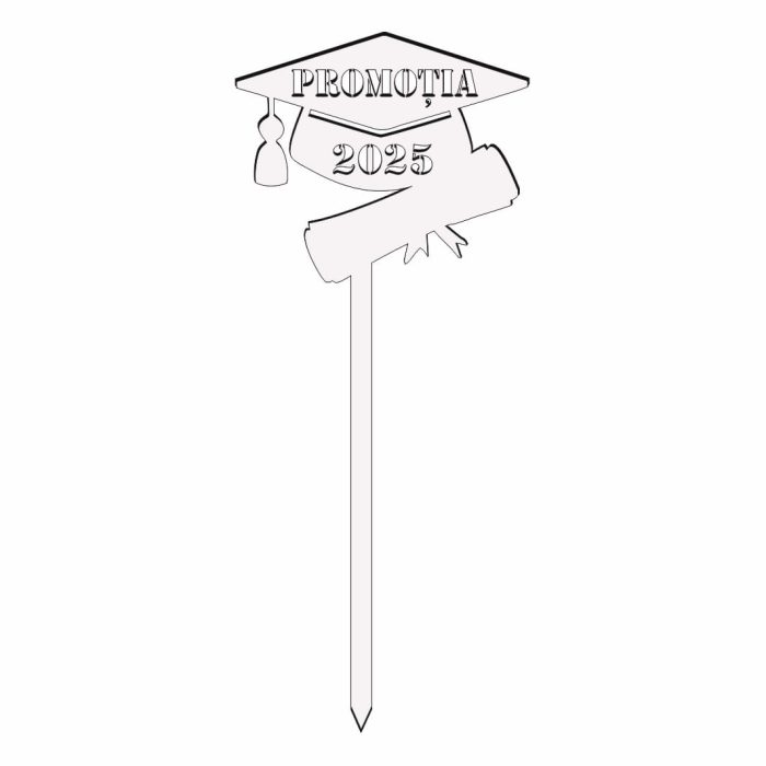 Topper Lemn, Scoala, Absolvire, Alb, 17cm, TSUV004 - imagine 1