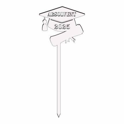 Topper Lemn, Scoala, Absolvire, Alb, 17cm, TSUV005