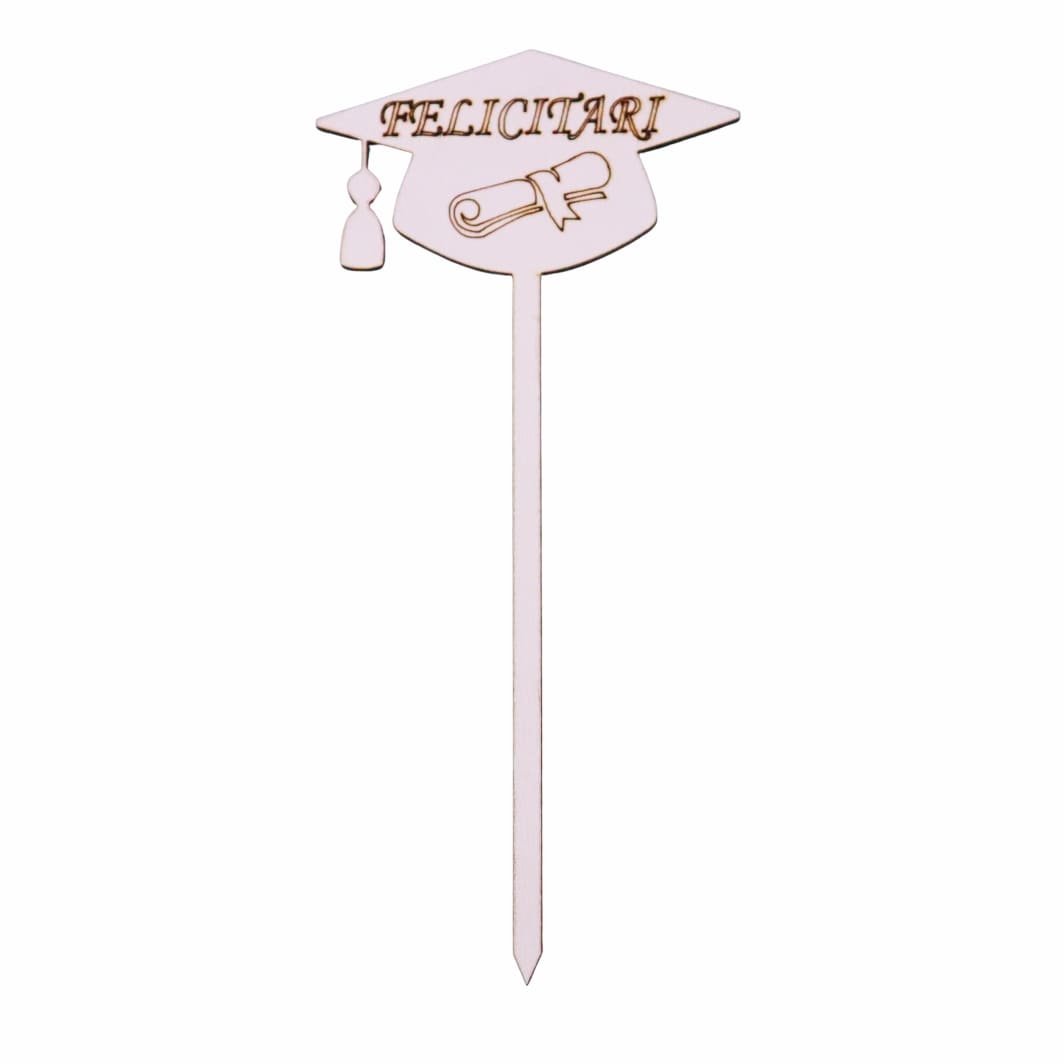 TSUV006 Topper Lemn, Scoala, Absolvire, Alb, 17cm, TSUV006 - imagine 1