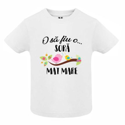 Tricou personalizat, Copil, O sa fiu o sora mai mare!, Alb, TU34