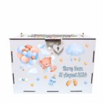 cutie dar botez personalizata urs albastru