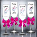 Set 4 Pahare Personalizate, Pisica Marrie, Botez, Parinti, Nasi, Roz, PBT015 - imagine 4