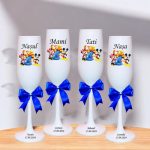 Set 4 Pahare Personalizate, Mickey Mouse, Winnie The Pooh, Botez, Parinti, Nasi, Alb, PHB002 - imagine 3
