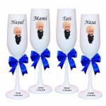 Set 4 Pahare Personalizate, Baby Boss, Botez, Parinti, Nasi, Alb, PHB003