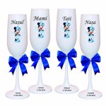 Set 4 Pahare Personalizate, Minnie Mouse, Botez, Parinti, Nasi, Alb, PHB006
