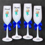 Set 4 Pahare Personalizate, Baby Johny, Botez, Parinti, Nasi, Alb, PHB010 - imagine 4