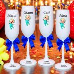 Set 4 Pahare Personalizate, Baby Johny, Botez, Parinti, Nasi, Alb, PHB010 - imagine 3