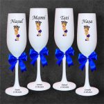 Set 4 Pahare Personalizate, Micul Print, Botez, Parinti, Nasi, Alb, PHB012 - imagine 4