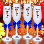 Set 4 Pahare Personalizate, Micul Print, Botez, Parinti, Nasi, Alb, PHB012 - imagine 3