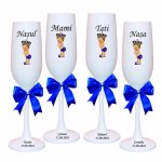 Set 4 Pahare Personalizate, Micul Print, Botez, Parinti, Nasi, Alb, PHB012