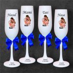 Set 4 Pahare Personalizate, Baby Boy, Family, Botez, Parinti, Nasi, Alb, PHB013 - imagine 4