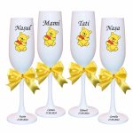 Set 4 Pahare Personalizate, Winnie The Pooh, Botez, Parinti, Nasi, Alb, PHB035