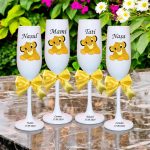 Set 4 Pahare Personalizate, Simba, Regele Leu, Botez, Parinti, Nasi, Alb, PHB040 - imagine 2