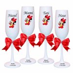 Set 4 Pahare Personalizate, Baby Minnie Mouse, Botez, Parinti, Nasi, Alb, PHB041