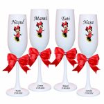 Set 4 Pahare Personalizate, Minnie Mouse, Botez, Parinti, Nasi, Alb, PHB042