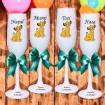Set 4 Pahare Personalizate, Simba, Regele Leu, Botez, Parinti, Nasi, Alb, PHB052 - imagine 4