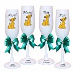 Set 4 Pahare Personalizate, Simba, Regele Leu, Botez, Parinti, Nasi, Alb, PHB052