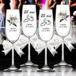 Set 4 Pahare Personalizate, Nunta de Argint, Miri, Nasi, Alb, PNA001 - imagine 3